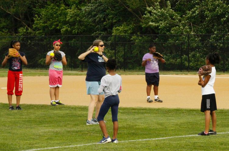Softball Team Runs Clinic for Lake Arbor
